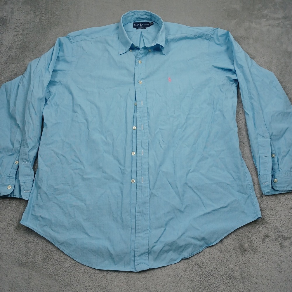Ralph Lauren Shirt Mens XL Blue Classic Fit Cotton Long Sleeve Preppy